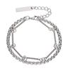 Mens Titanium Steel Bamboo Joint Double Layer Stackable Bracelet Minimalist Japanese Retro Style Unisex Fashion Accessory