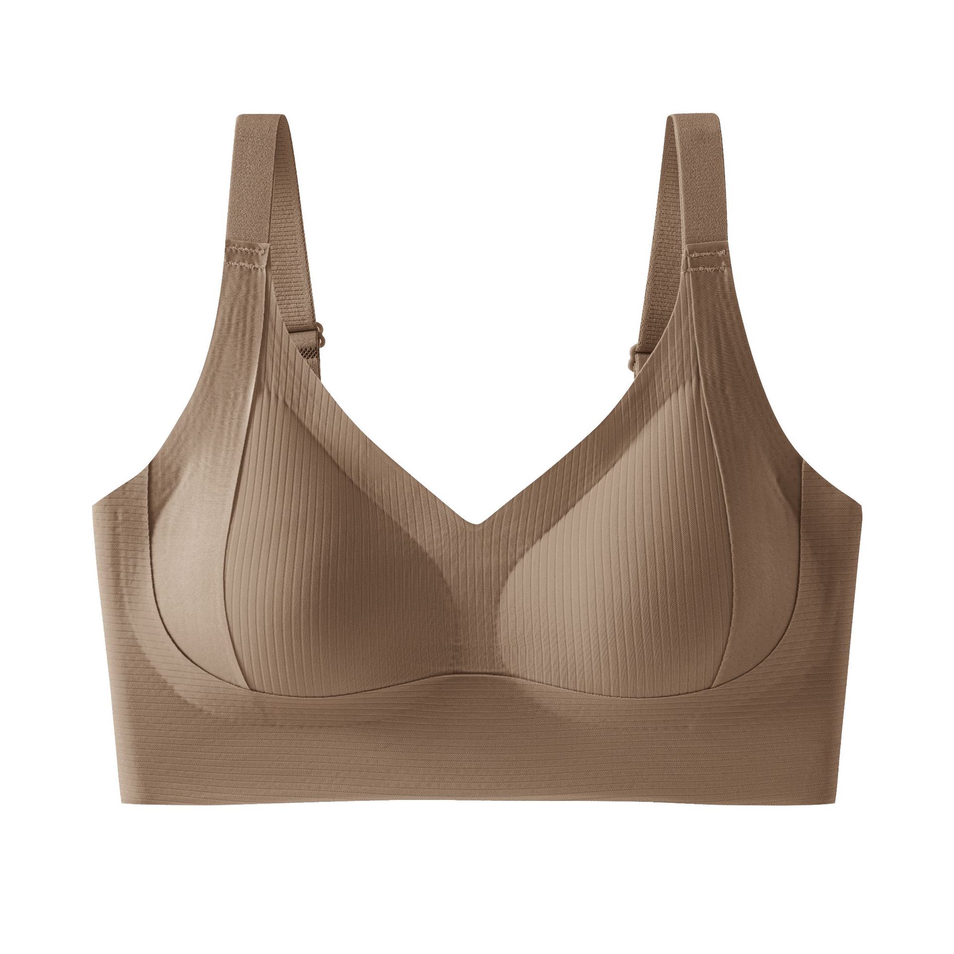 Full Cup Shaping Bra Plus Size Thin Wireless Anti-sagging Invisible Underwear With Side Fat Control M коричневый