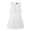 Women Sleeveless Bow Cutout Mini Dress Solid Color Slim Fit Flared Hem One Piece Dress Spring Fashion Party Dress