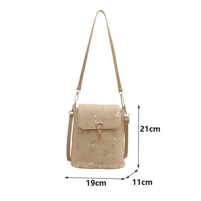 Lace Woven Straw Woven New Fashionable and Fresh Sling-shoulder Bag Women's Small Bucket Crossbody Bag Handbags
