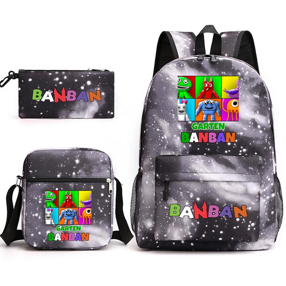 Three-piece Foreign Trade Schoolbag Casual Canvas Backpack Male and Female Students Backpack Printing