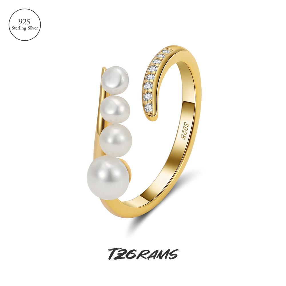 

Женские золотые кольца с натуральным жемчугом и цирконием, винтажные геометрические 925 пробы, серебро открытого типа, французские очаровательные ювелирные изделия