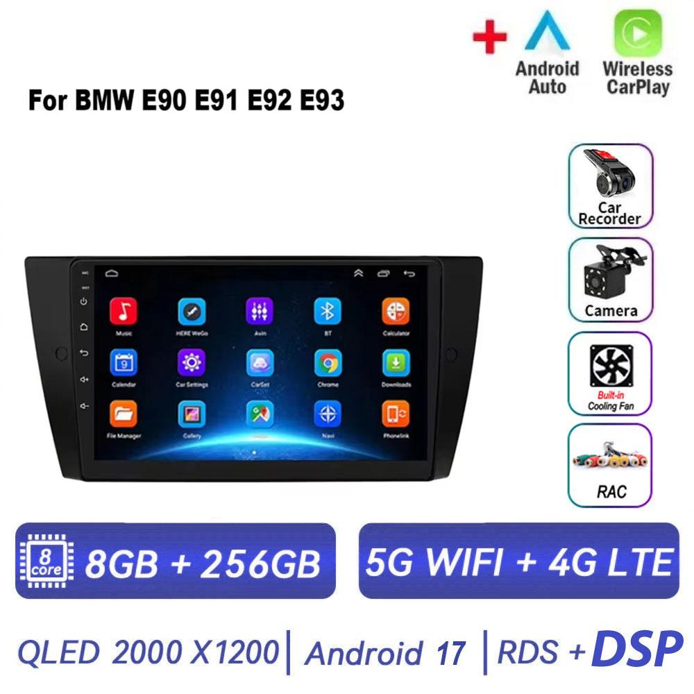 Autoradio multimédia Android 17 pour BMW E90 E91 E92 E93 Série 3, Navigation GPS, Stéréo Audio, Unité centrale 1 Din 2DIN sans lecteur DVD