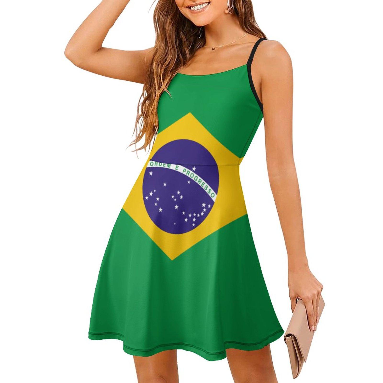 Brazil Flag Women s Sling Dress Humor Graphic The Dress Funny Sexy Woman s Dress Clubs S