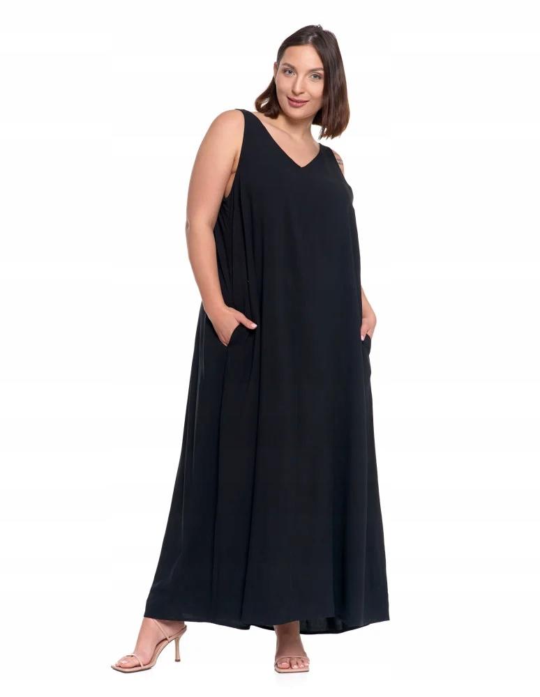 Feminine Long Women's Maxi Summer Dress Loose Fit Viscose MORAJ XL BLACK