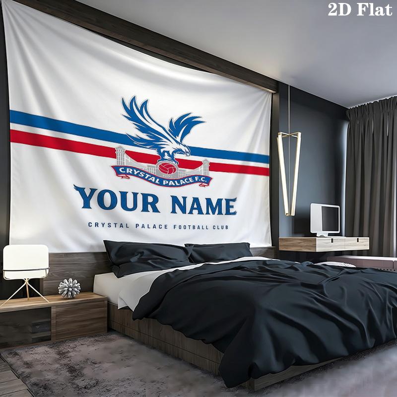 Crystal Palace F Custom Name Wall Tapestry Aesthetic Wall Hanging Printed Fabric Blanket Decorative Tapestries for Bedroom Living Room Home Decor