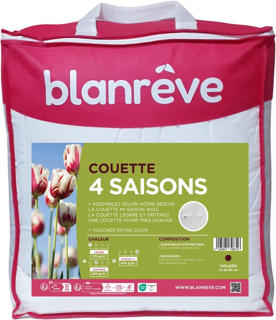 Couette - 140 x 200 cm - BLANReVE - 4 saisons - 420 g/m² - Blanc