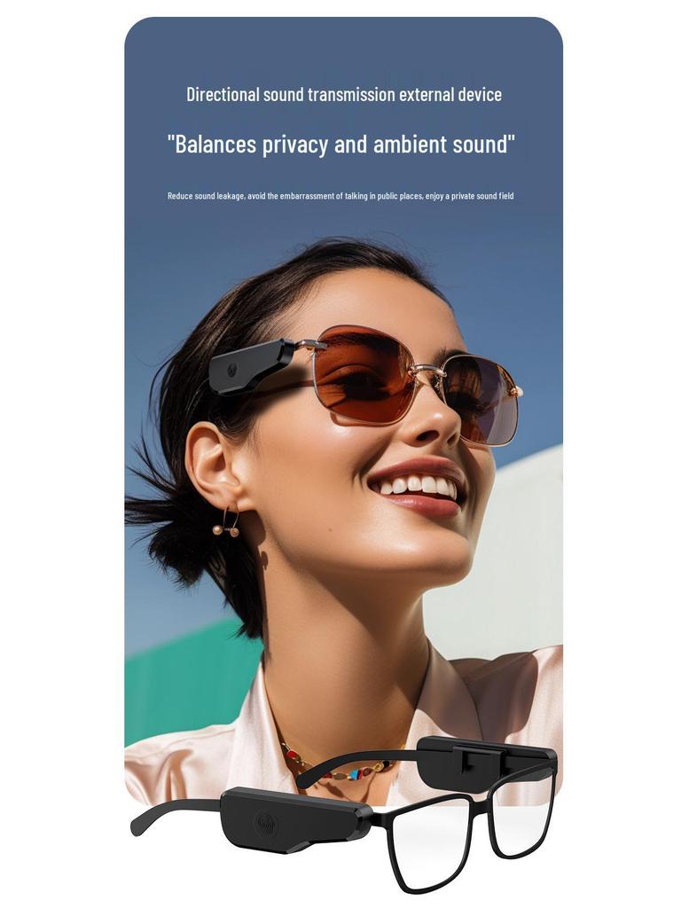 Clip-On Bluetooth Glasses Headset: Long Battery Life, Touch Controls, Flexible Fit
