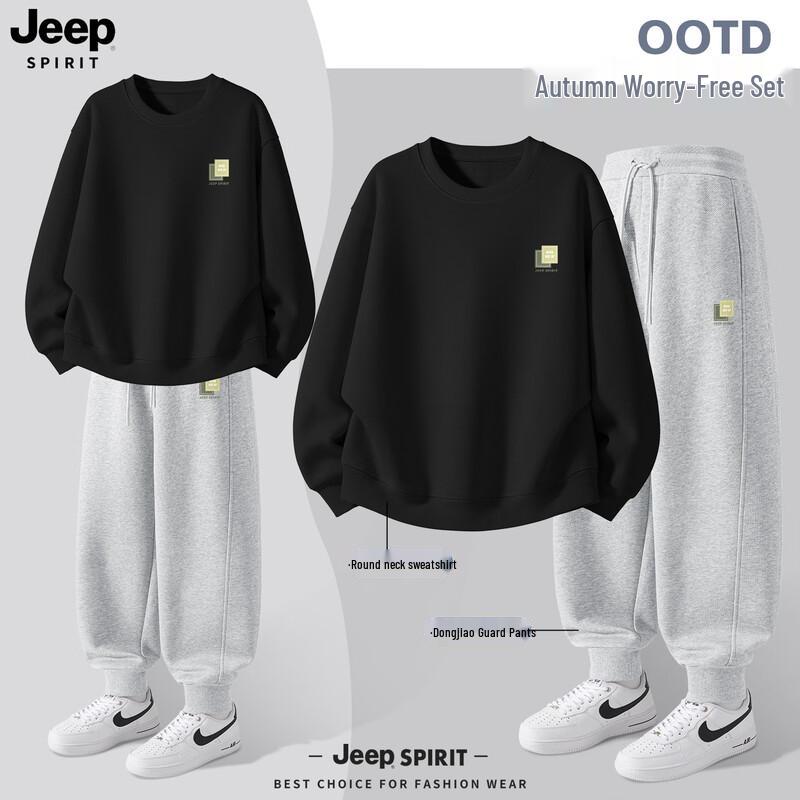 JEEP SPIRIT Men s 2025 Autumn Loose Casual Sportswear Set M