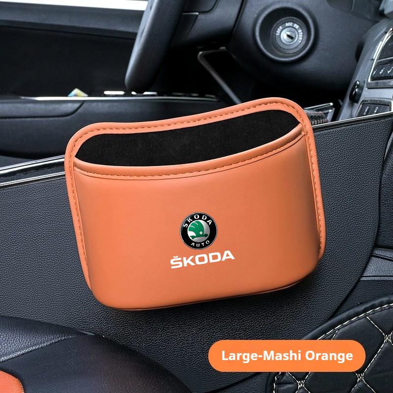 HQKI8 Car Door Storage Box Seat Hanging Trash Can Trash Can Car Interior Accessories For Skoda Octavia Superb Rapid Kodiaya Kroya