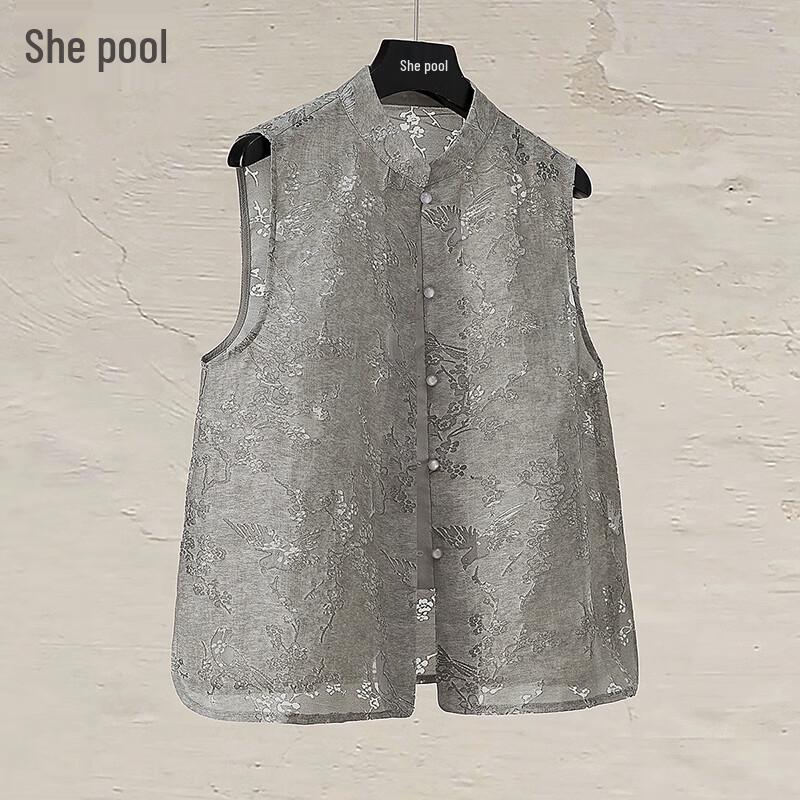 Women s New Chinese Style Jacquard Sleeveless Vest M