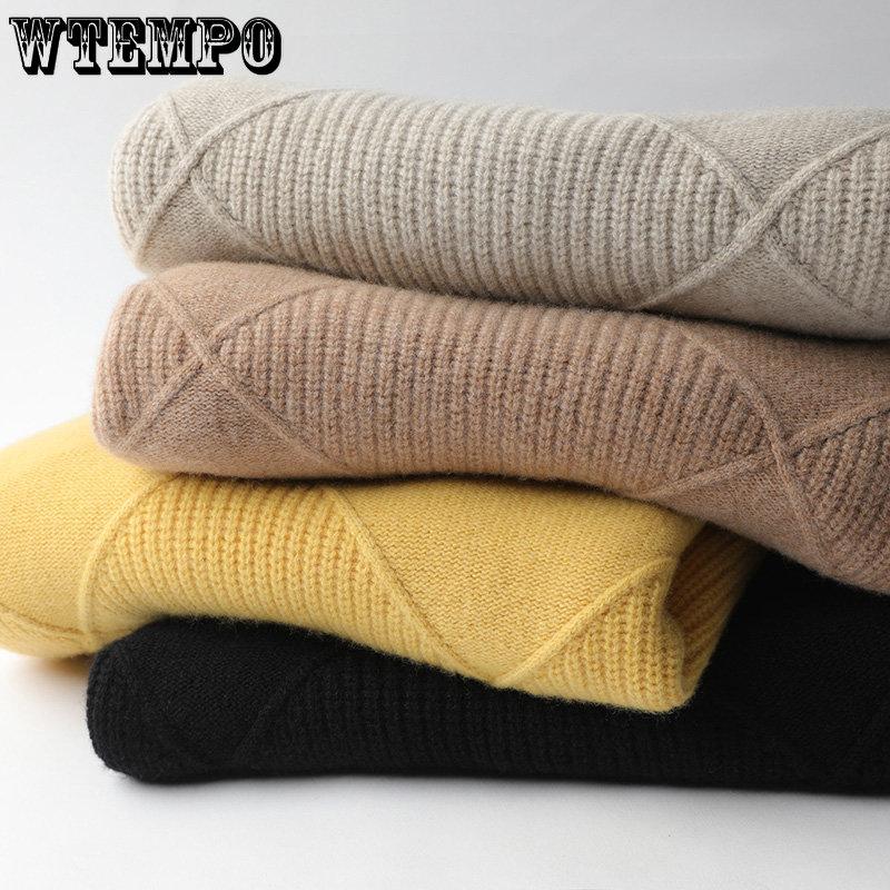 WTEMPO Rolákový svetr zahuštěný zateplený dámský pletený svetr volný svetr s dlouhým rukávem košile ke dnu na podzim a v zimě
