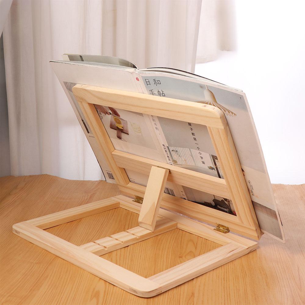 Adjustable Wood Bookends Stand Sturdy Reading Stand Laptop Stand Foldable Book Holder Home Bedroom