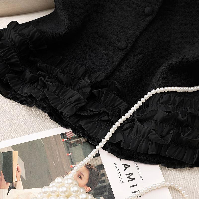 Women's Single-Breasted Knit Vest with Lace Splice