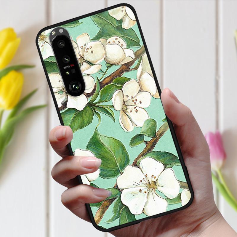 3D Emboss Flower Case For Sony Xperia 10 III Cover Cute Relief Case For Sony Xperia 1 III 5 III 10III Phone Case Coque Fashion
