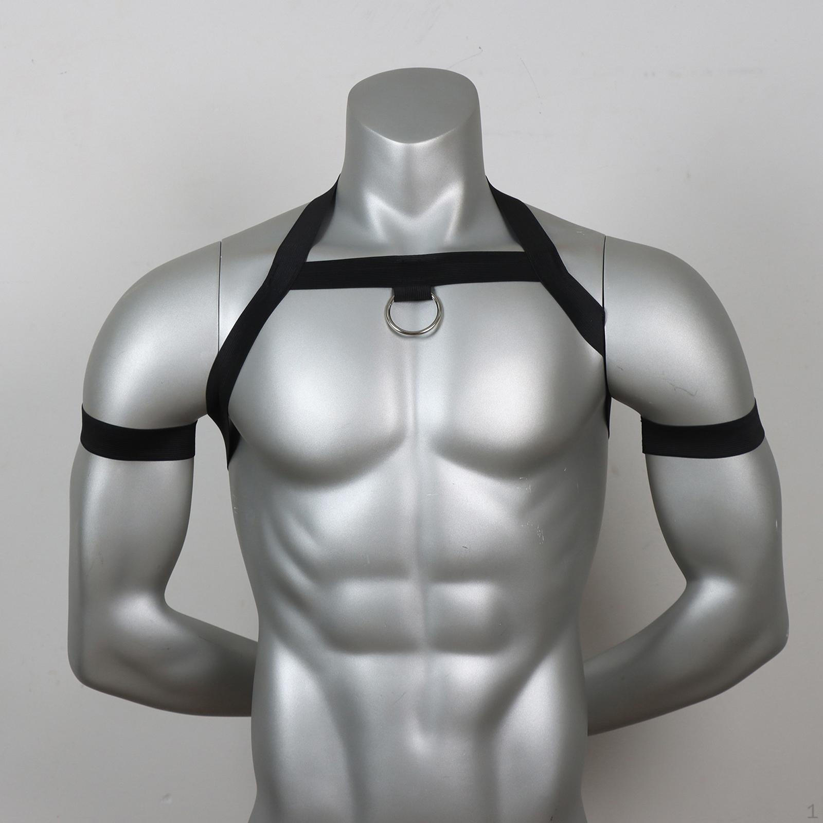 

Мужская эластичная шлейка с нарукавной повязкой на половину тела, нагрудный ремень, халтер для Rave чёрный