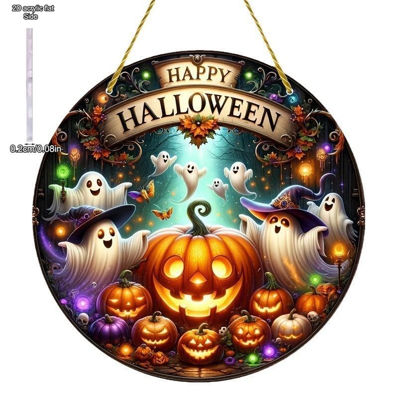 2D Flat Acrylic Pumpkin Ghost Decoration, Indoor and Outdoor Decoration - No Battery/electricity Required, Free Day Decoration, Shop Decoration, D