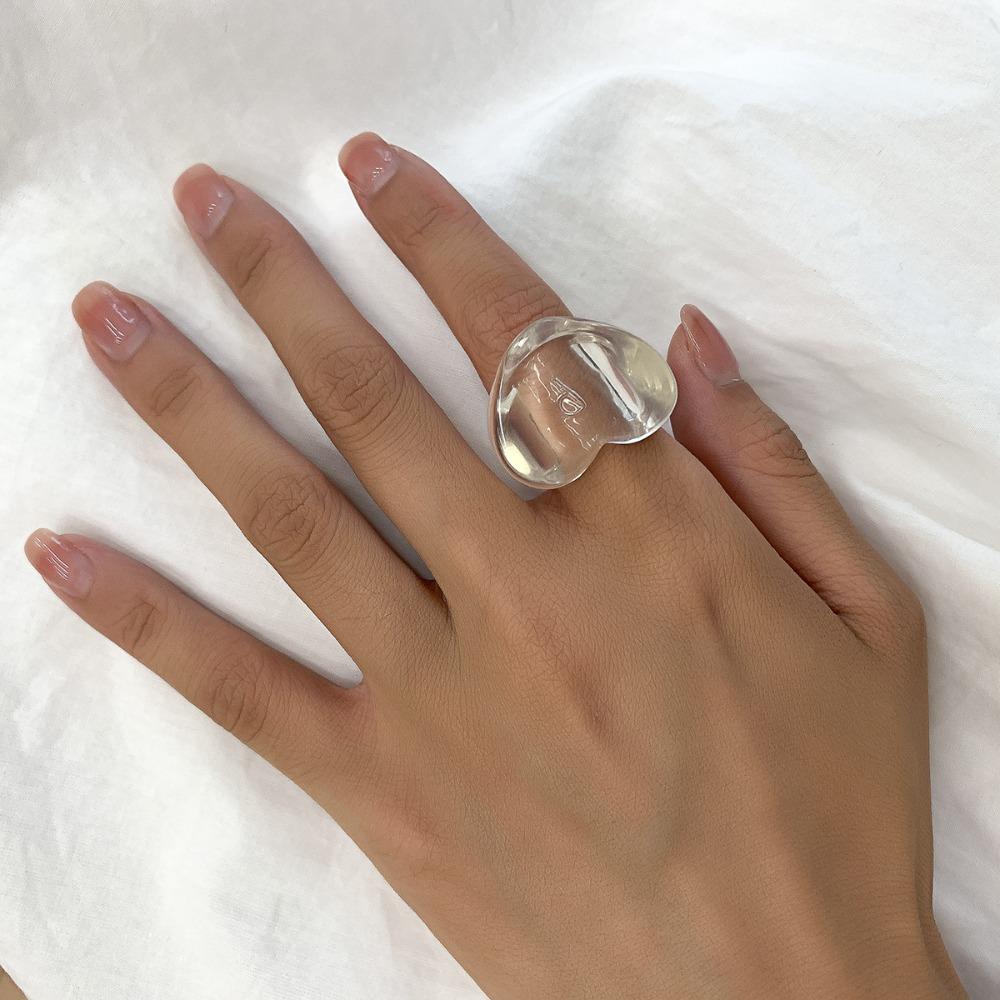 Simplicity Peach Heart Shaped Ring Personality Ring New Resin Geometric Ring