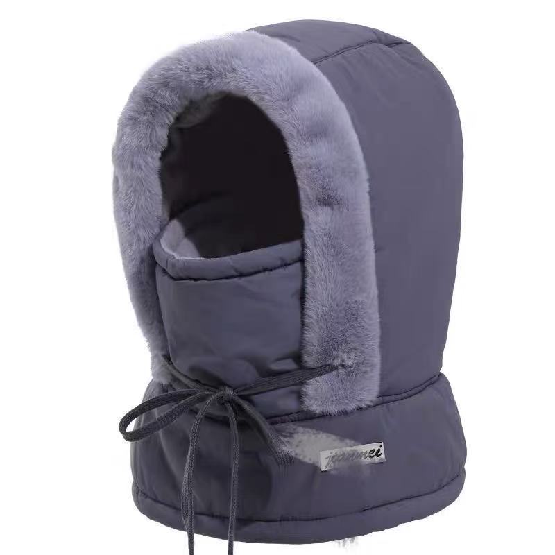 Hat Female Winter Riding Electric Vehicle Warm Artifact Thickened Cotton Hat Windproof and Cold Mask Winter Male