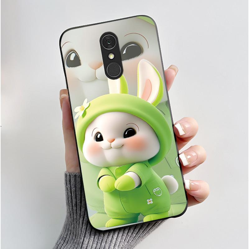 For LG Q7 Plus Q7+ Q7a Phone Case Luxury Cute Love Rabbit Funny Soft Silicone Black TPU Protective Cover For LG q7 LM-Q610 Case