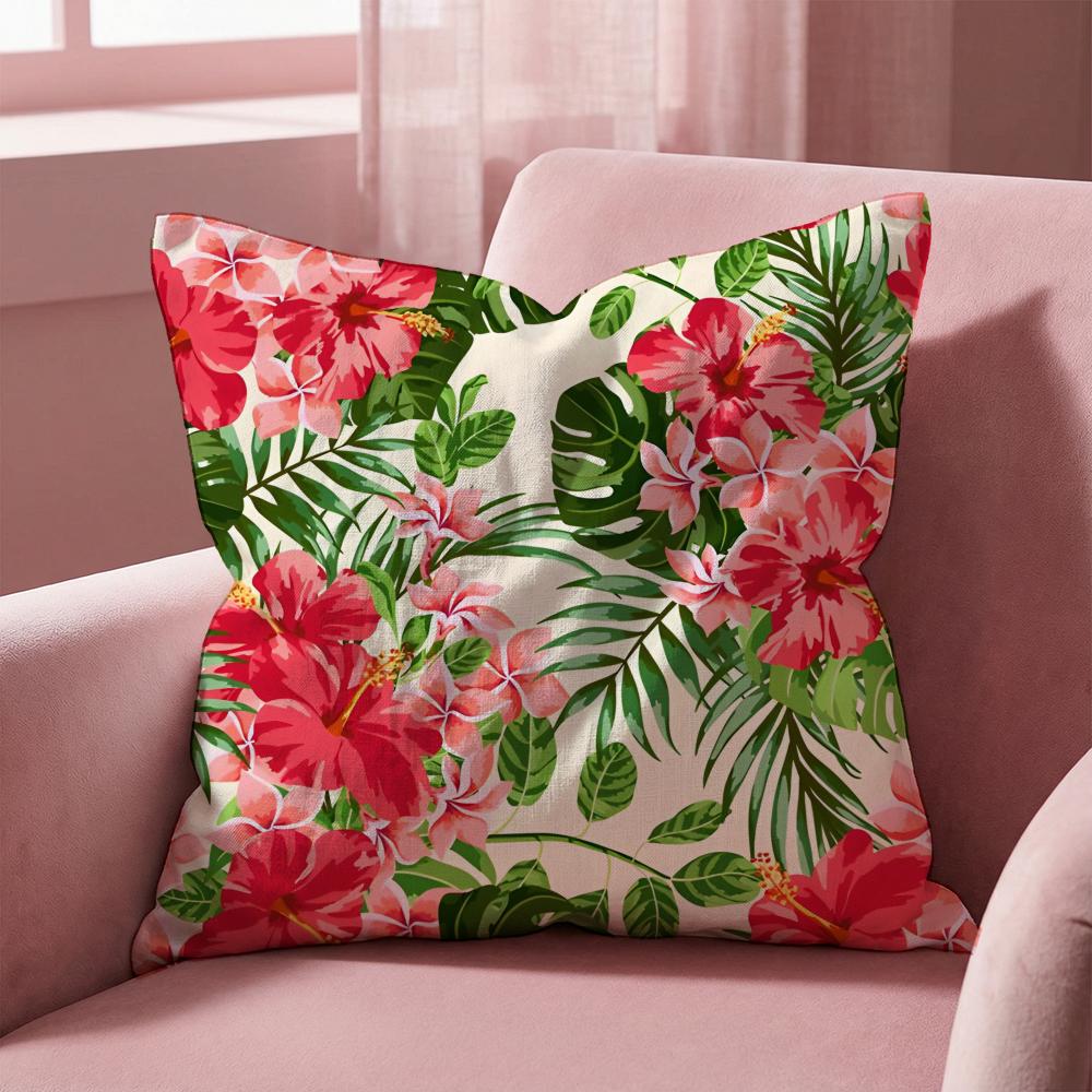 Tropical Leaves Series Cushion Cover Multi-Scene Pillow Cover for Home & Car - Reversible, Soft & Durable for Daily Use