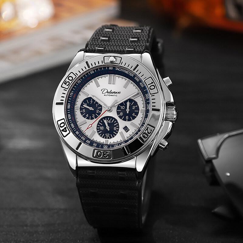 Męski zegarek mechaniczny z automatycznym naciągiem, wielofunkcyjny kalendarz na tarczy, modny sportowy zegarek na rękę dla mężczyzn