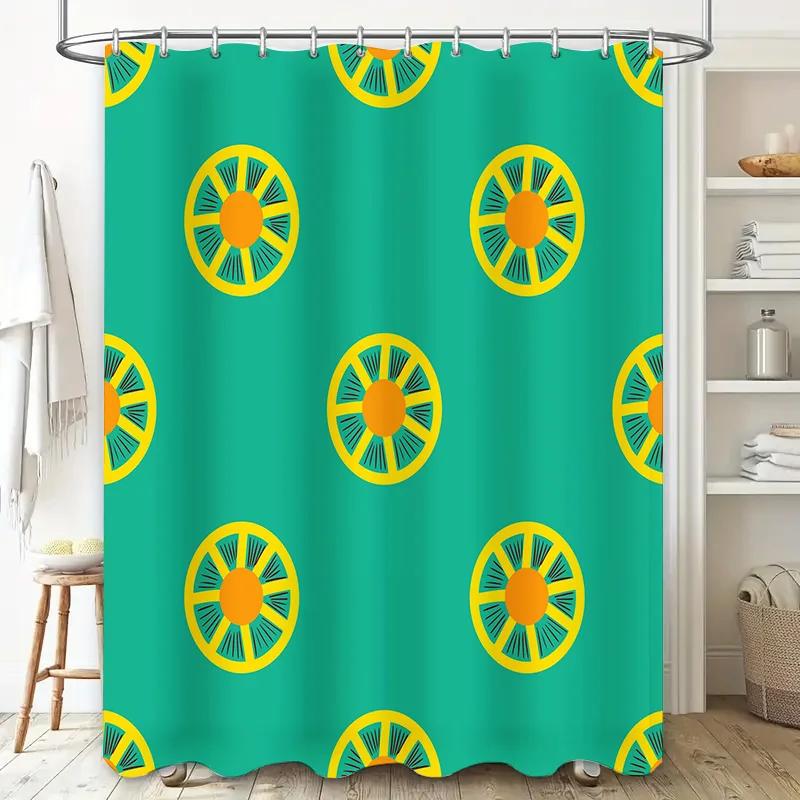 

Brightly Colored Bath Curtains With Sunburst Design Modern Waterproof Shower Curtain For Home Decor In Green Color W60H190(CM)-1 Pcs