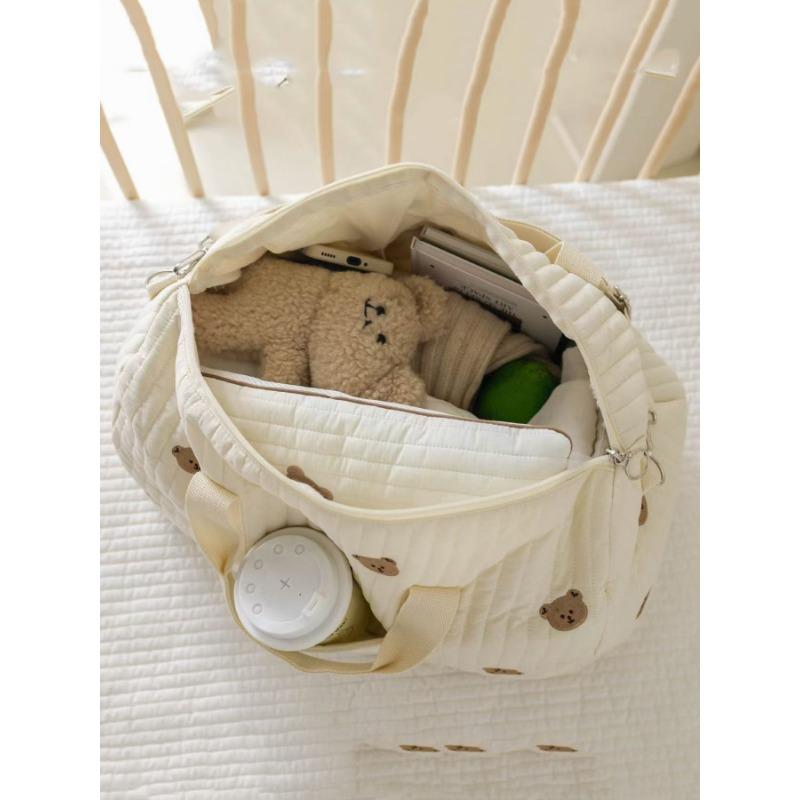 Fashionable and Simple Embroidered Zipper Stroller Hanging Bag Diaper Bag