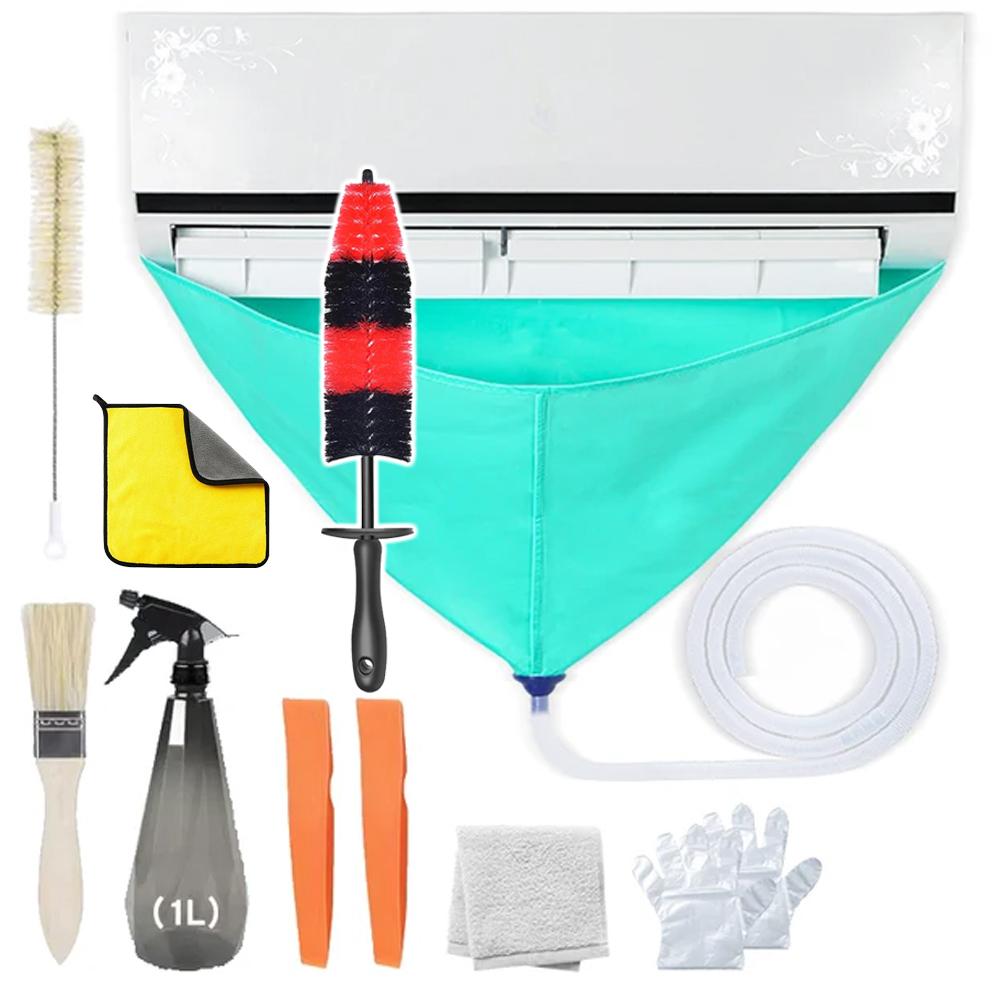 Kit de curățare a aerului condiționat Capac rezistent la scurgeri Set complet de dispozitive de curățare a aerului condiționat cu țevi de apă Instrumente de curățare fără dezasamblare