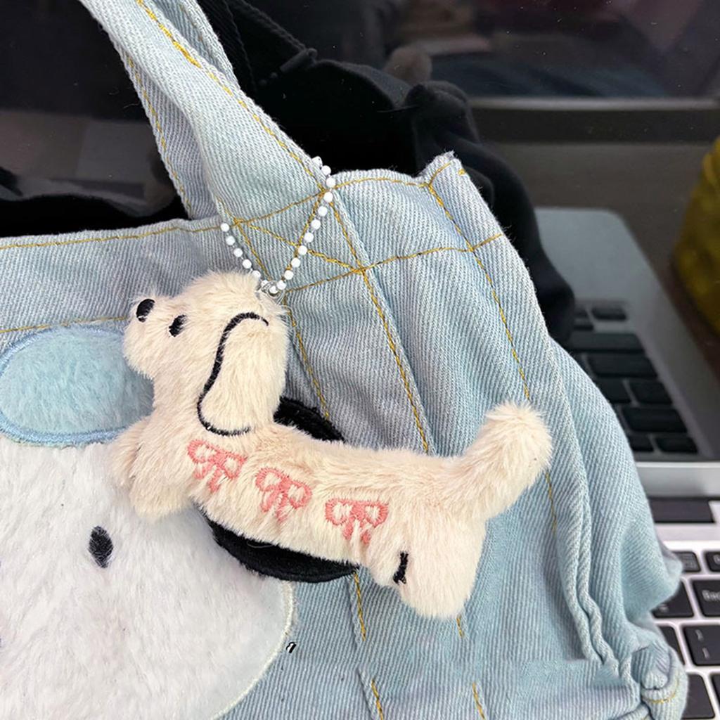 Dog Plush Toy Keychain Soft Stuffed Animal Bag Charm Backpack Pendant Accessory Handmade Halloween Room Decoration