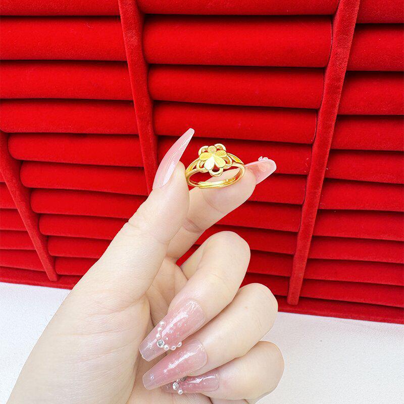 Exquisite Sand Gold Open Ring for Women: High-End Niche Design, Light Luxury Style, Long-Lasting Color, Imitation Gold.