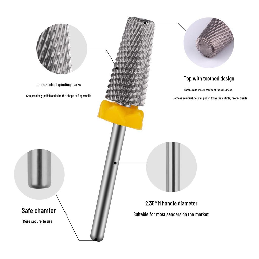 Russian Style Manicure Set: Tungsten Steel Grinding Heads for Gel Removal, Nail Carving, Grinding, and Cuticle Care.