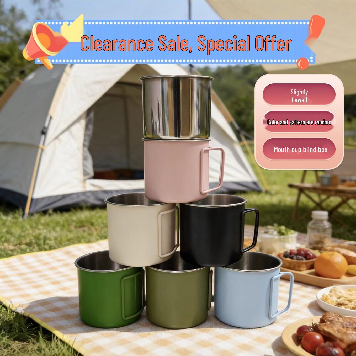 

Stainless Steel Outdoor Camping Cup with Minor Imperfections (Random Style) 330ml