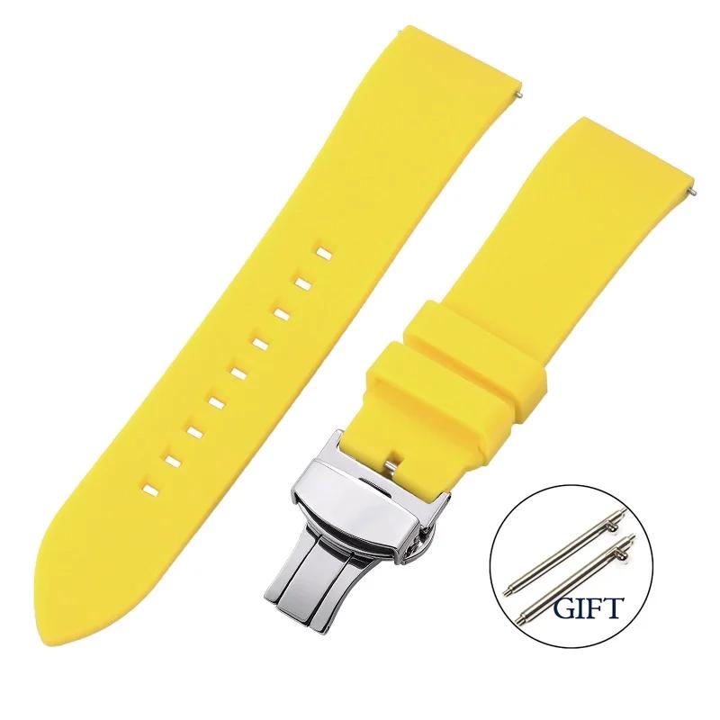 Quick Relase Silicone Rubber Watch Strap 18mm 19mm 20mm 22mm 24mm Sports Watchband Butterfly Clasp Watch Strap Black Brown Red