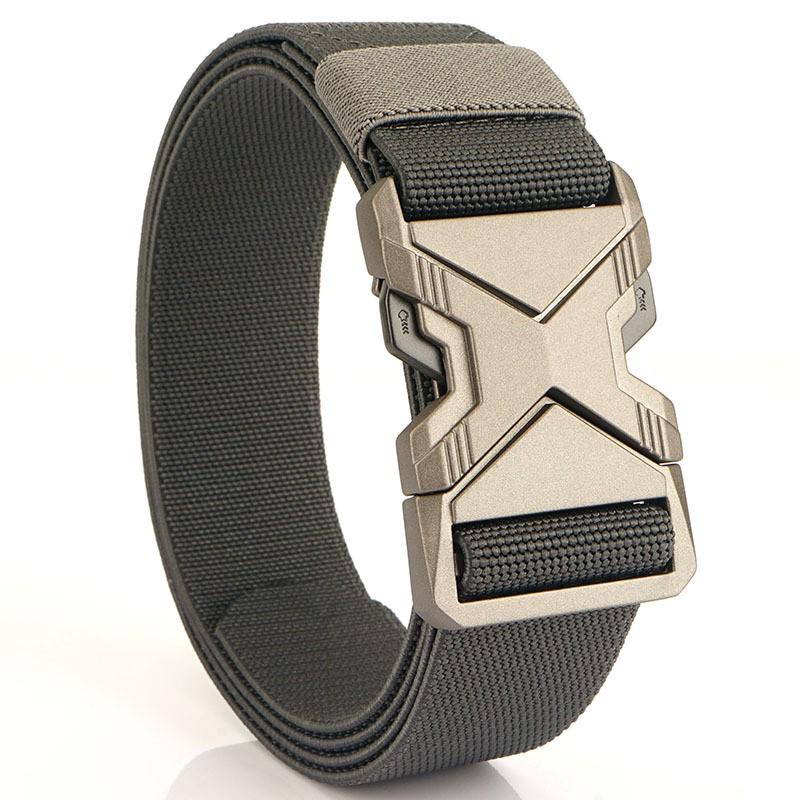 Alloy Elastic Woven Men's Casual Tactical Belt with Insert Buckle - Customizable Logo