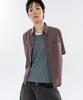 BASEMOMENT Hidden Pocket Check Crop Half Shirt Wine