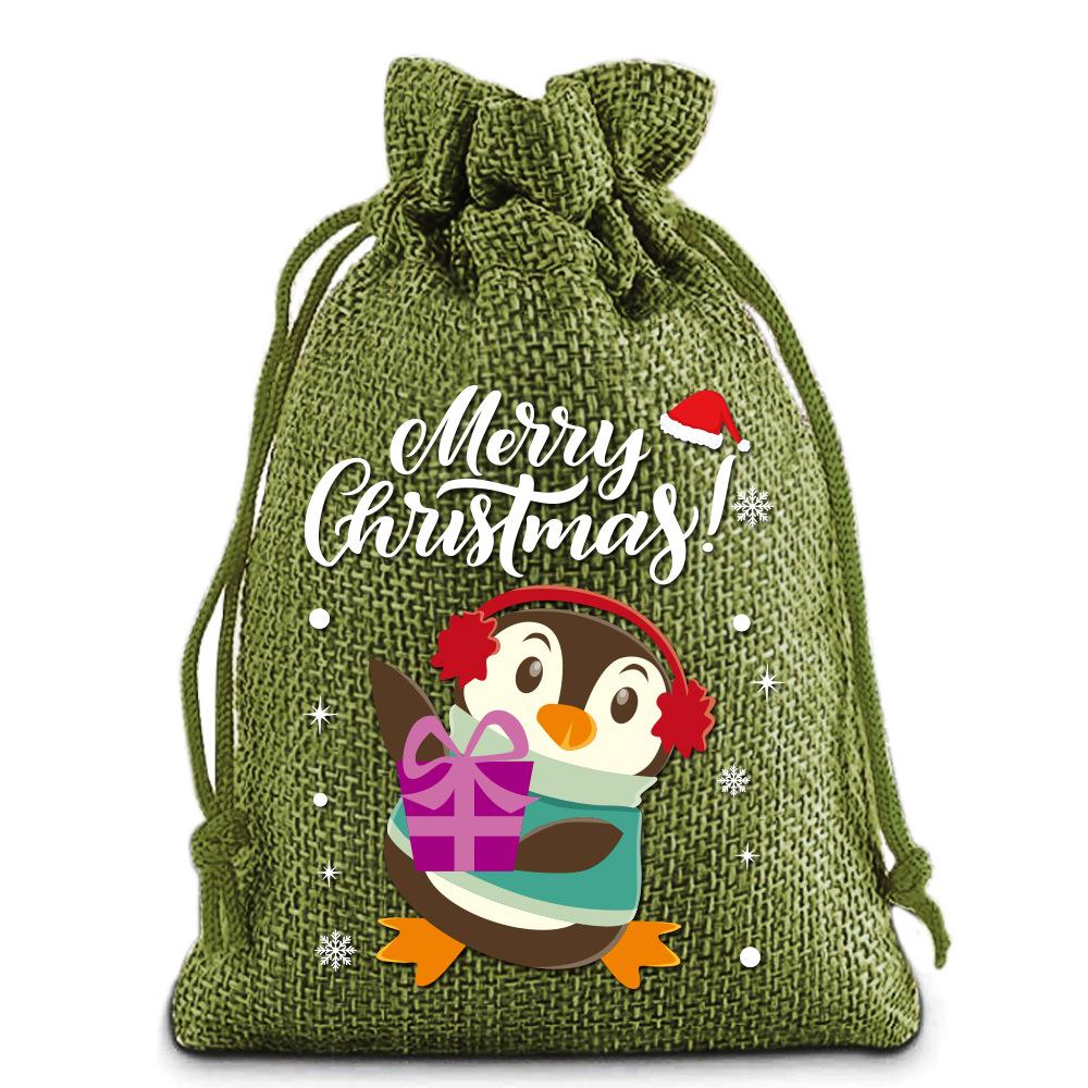 12pcs Christmas Linen Drawstring Bag Drawstring Bag Gift Bag Cloth Bag Christmas Gift Bag Set Drawstring Bag