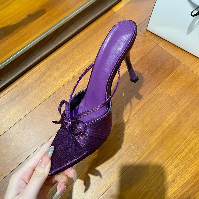 Luxury Sexy Thin High Heel Summer Women Slippers Fashion Open Toe Dress Slides Ladies Butterfly-knot Stripper Party Sandals