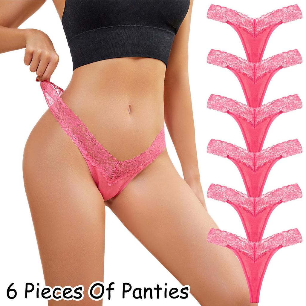 Set di 6 Tanga Estivi in Pizzo a Vita Bassa per Donna