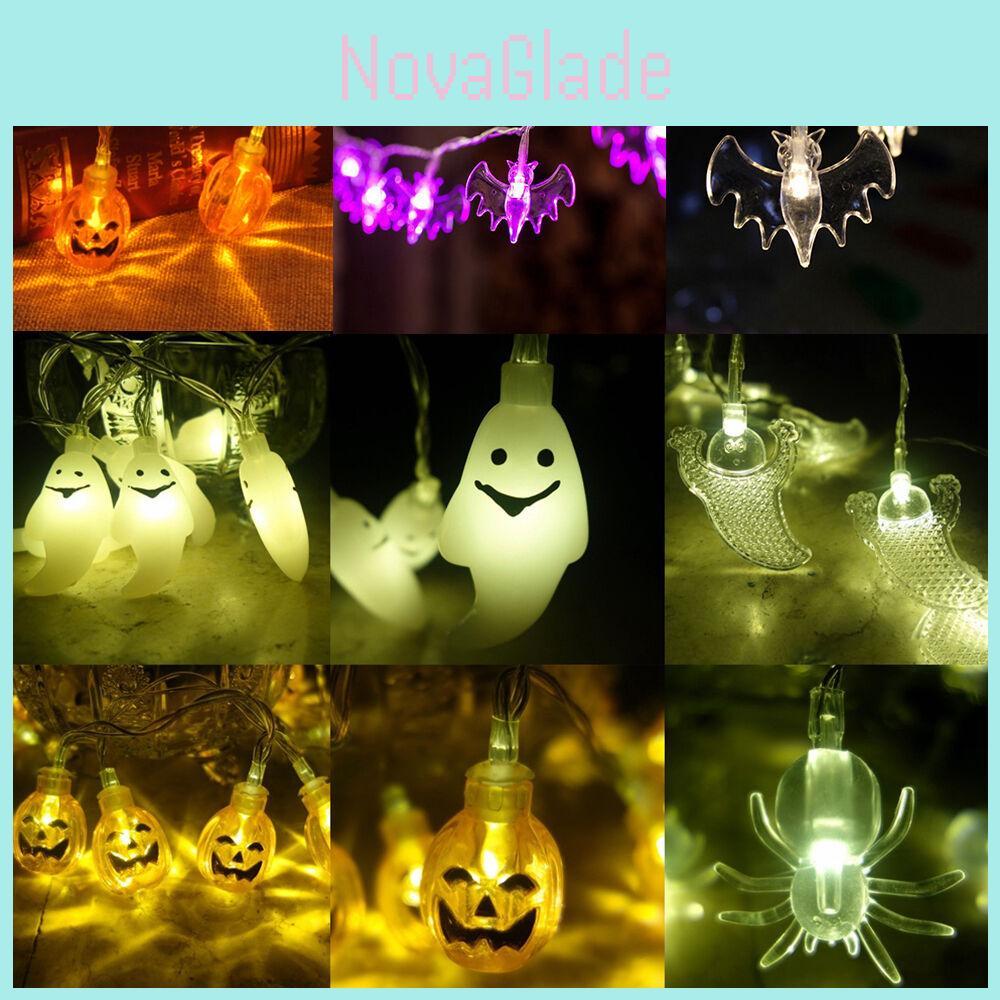 Bezaubernde Halloween LED Lichterketten mit skurrilen Kürbissen, Spinnen und Skeletten für festliche Fensterdekoration