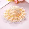 Cat Straw Hat Lace Ruffle Cute Bow Cat Sun Hat Elastic Strap Adjustable Retro Sun Hat for Cats Small Dogs Sun Protection Photo Prop