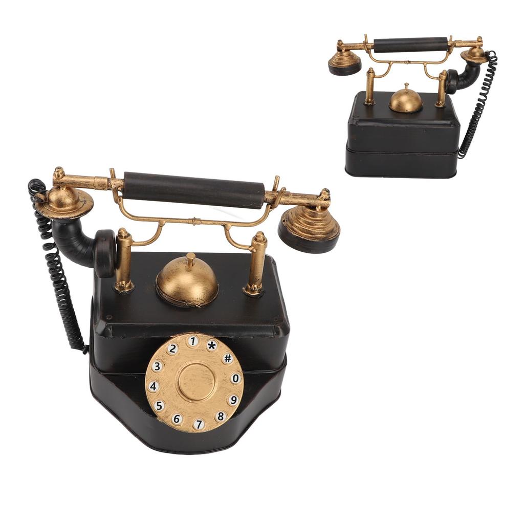 Retro Rotary Dial Phone Vintage Rotary Telephone Decor Statue Artist Figurine Cafe Bar Window Decor