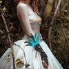Embroidery Sequins Feather Lace Gloves Gothic Women Halloween Arm Sleeves  Wrist Accessories