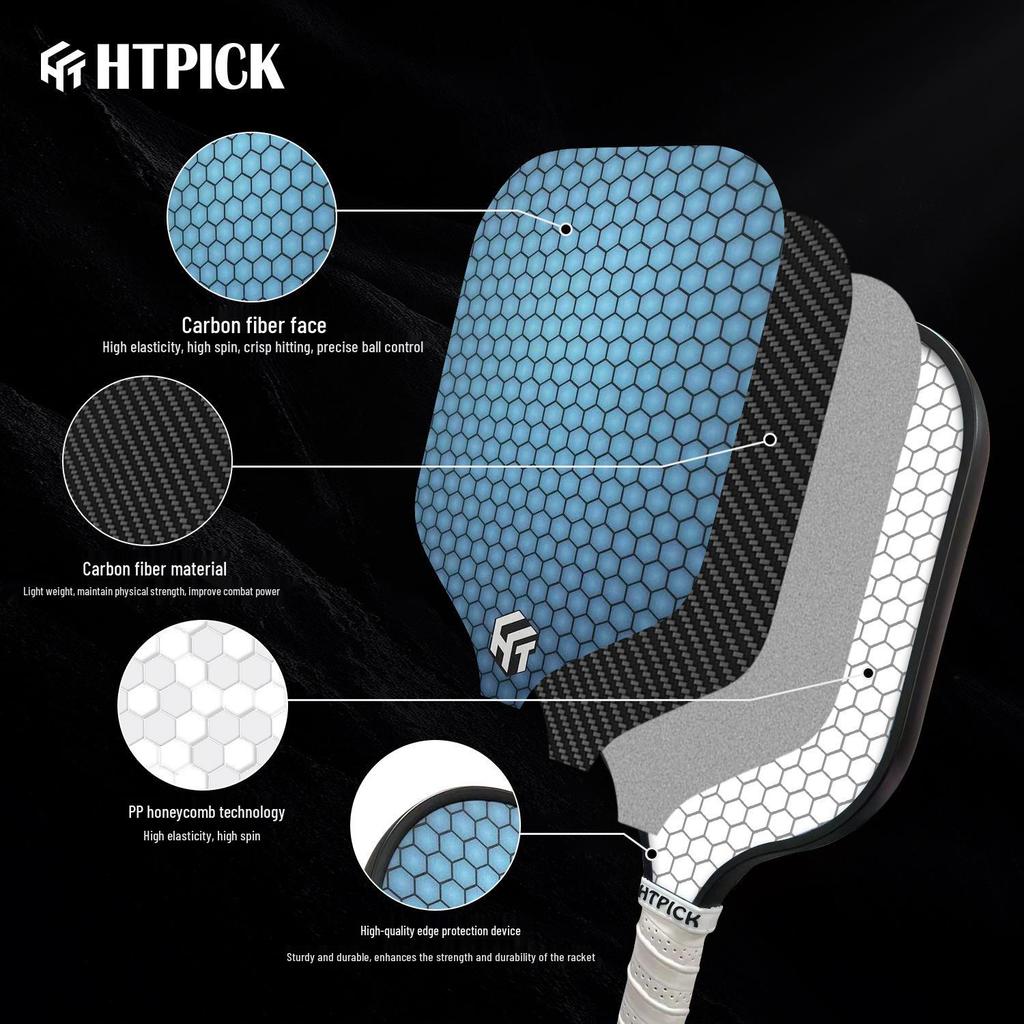 HTPICK Ensemble de raquettes de pickleball en fibre de carbone T300 pour adultes et enfants - Niveau compétition Pro.