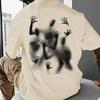 2025 Men's Summer New Short-sleeved T-shirt with Shadow Dark Hand Print, 100% Pure Cotton High-quality Hip-hop Streetwear Top