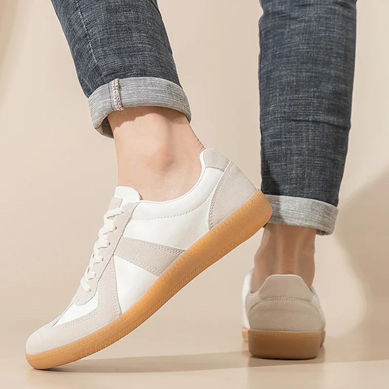 Unisex tenisky velikost 35-44 Dámské kožené ležérní boty Německé tenisky Tenisky na ploché podrážce Protiskluzové skate boty Boty na chůzi a jogging