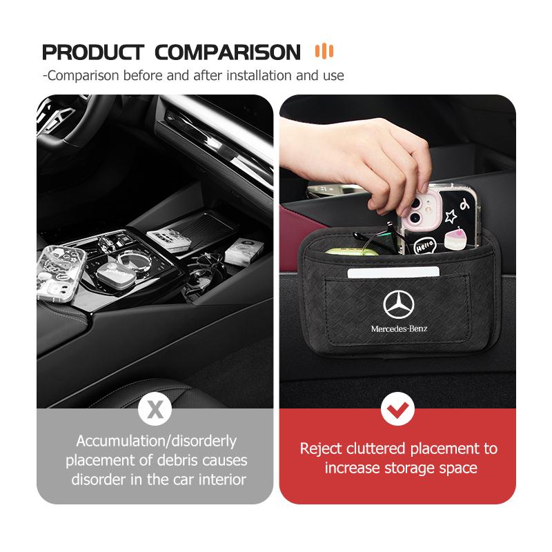 Car Sticker Car Door Sticky Storage Pocket Seat Back Organizer Bag For Mercedes Benz AMG A C E S G Class W201 W210 W108 W204 W20