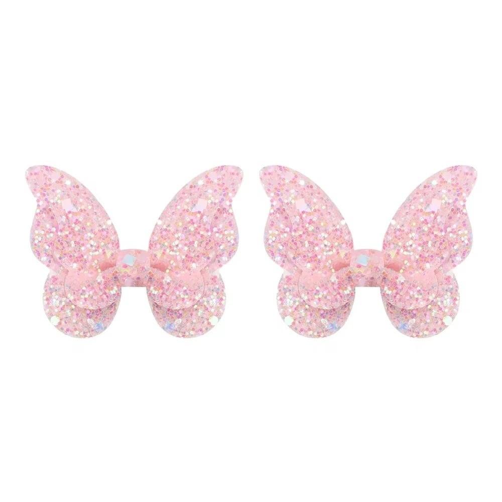 4Pcs Double Butterfly Design Butterfly Hair Clip Sequins Decor Bow Hairpins For Girls