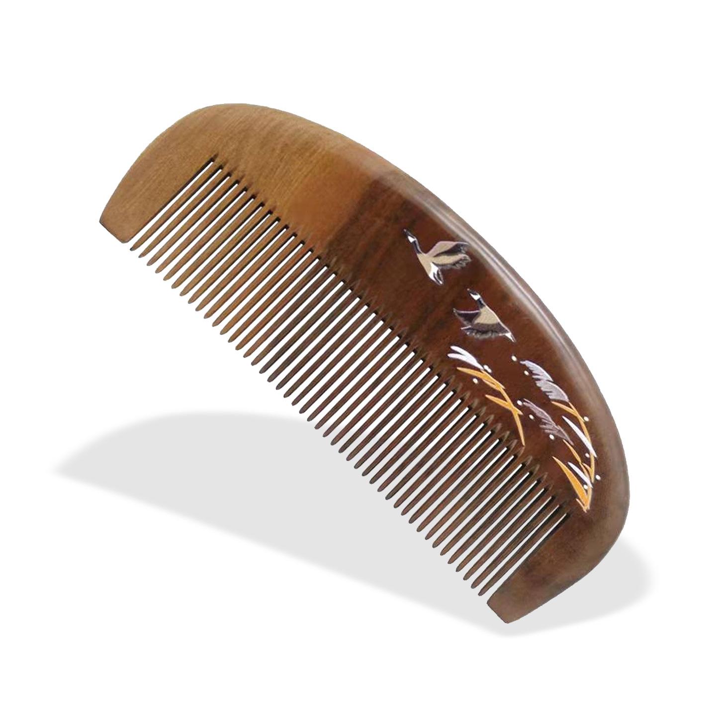 Handmade Mandarin Duck Nanmu Wood Comb with Lacquer Art - Gentle, Non-Damaging Hair Care & Free Engraving