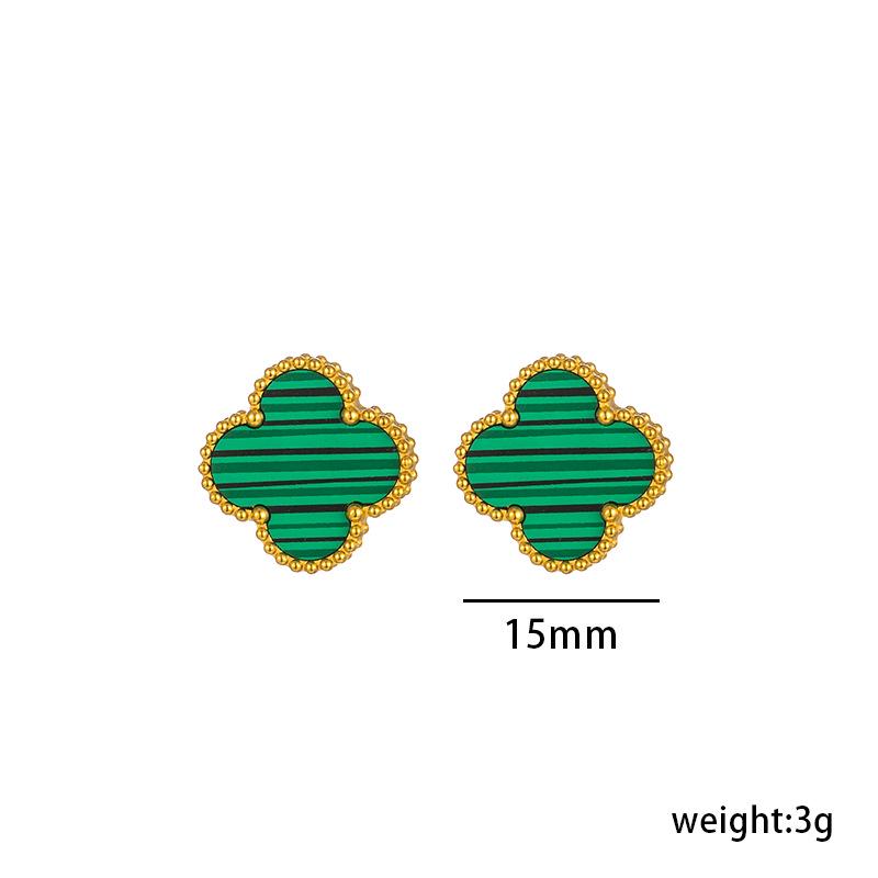 Four-Leaf Clover Titanium Steel Stud Earrings - Summer Niche Design, Trendy 15mm High-End Earrings for Women